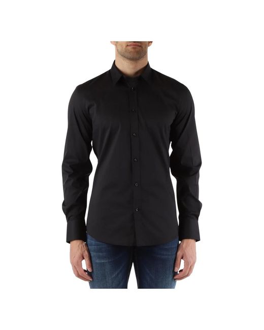 Camicia slim fit in cotone con colletto classico di Antony Morato in Black da Uomo