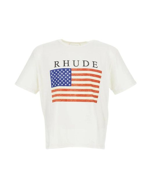 Rhude Tops ,Wit ,Katoen T-Shirts in het White voor heren