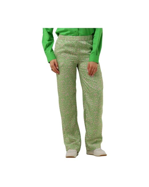 Modström Broeken ,Veelkleurig ,Polyester Clarke Print Broek in het Green