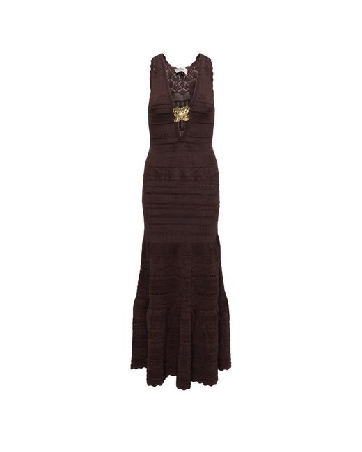 Elisabetta Franchi Purple Kakao Strickkleid