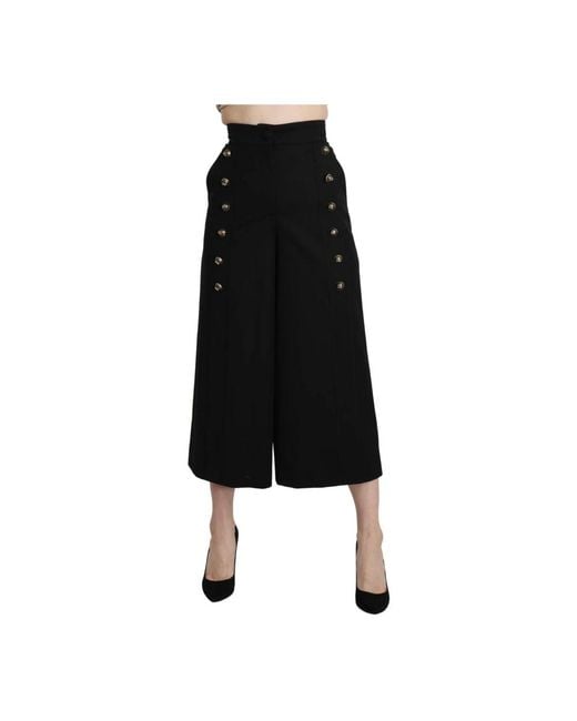 Dolce & Gabbana Elegante Broek Met Hoge Taille En Wijde Pijpen in het Black