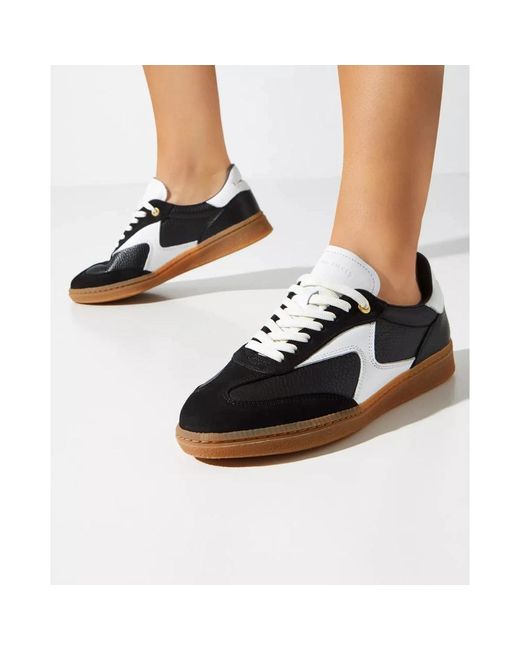 Sneakers in pelle nera punta rotonda logo bianco di Filling Pieces in Blue