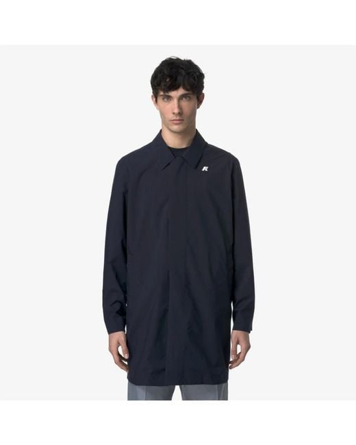 K-Way Blue Single-Breasted Coats for men