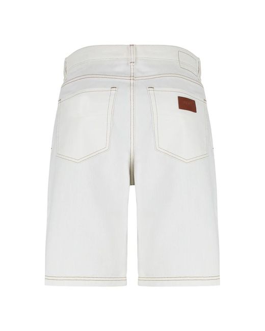 Fendi White Denim Shorts for men