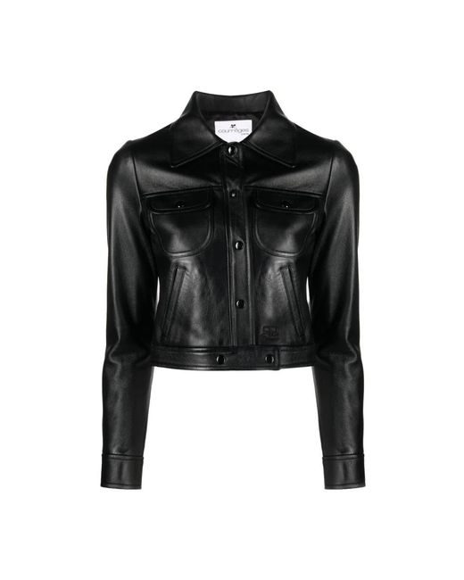 Courreges Black Leather Jackets