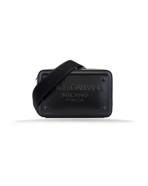 Dolce & Gabbana Black Leder Umhängetasche Mit Reißverschluss
