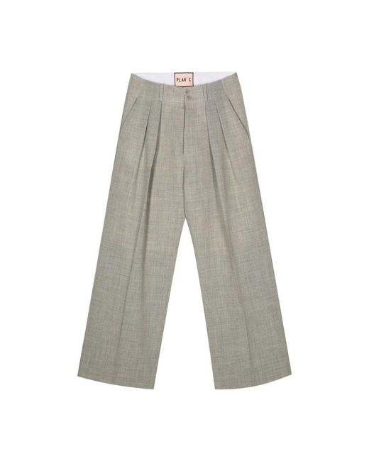 Plan C Gray Wide Trousers