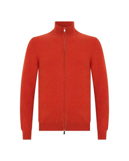 Fedeli Zip Cardigan in het Red voor heren