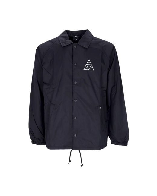Huf Jassen ,Zwart ,Polyester Zwarte Essentials Coaches Jack Waterafstotend in het Blue voor heren