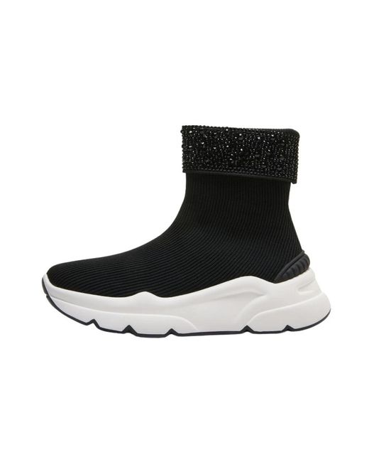 Emanuélle Vee Black Schwarze laufschuhe mit strass