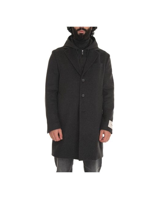 Paoloni Black Single-Breasted Coats for men