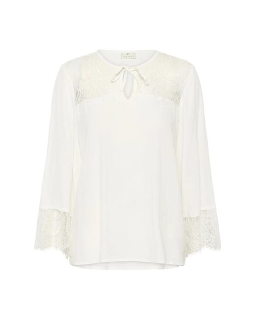 Kaffe Overhemden ,Wit ,Kaapril Lace Blouse in het White