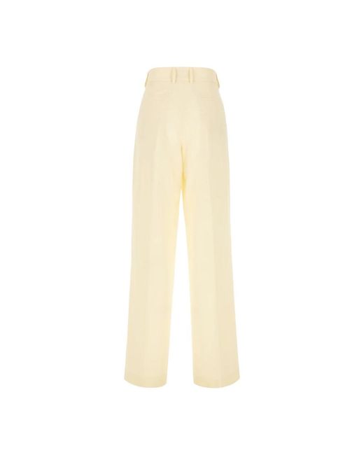 MSGM Broeken ,Wol High-Waist Straight-Leg Tailored Broeken in het Natural