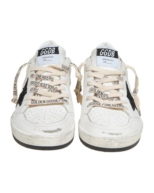 Golden Goose Deluxe Brand White Glitzerstern leder sneakers vintage stil