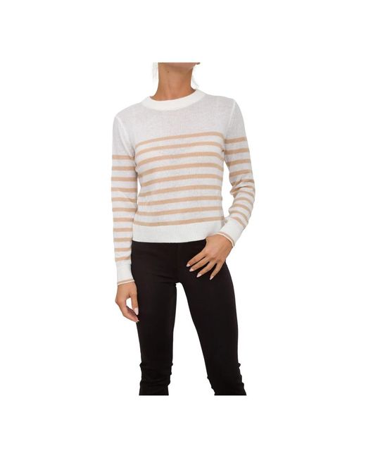 Nenette Gray Weißer cashmere-rundhalsausschnittpullover