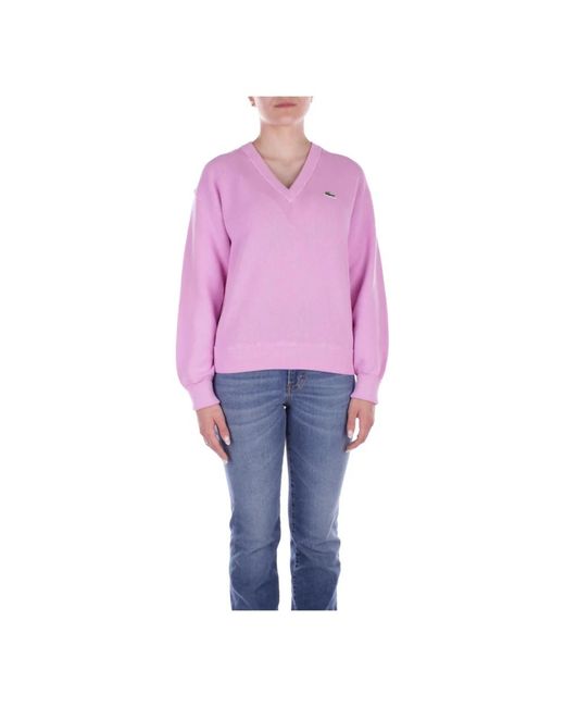 Round-neck knitwear Lacoste de color Purple