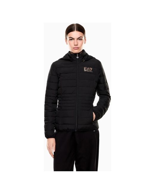 EA7 Logo-Print Puffer Jacket in het Black