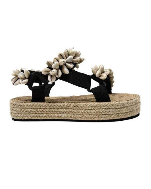 ARIZONA LOVE Black Raffia shell klett sandalen