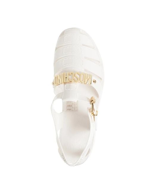 Moschino White Flat Sandals