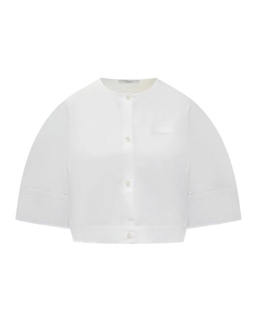 Givenchy Overhemden ,Wit ,Katoen Cropped Shirt in het White
