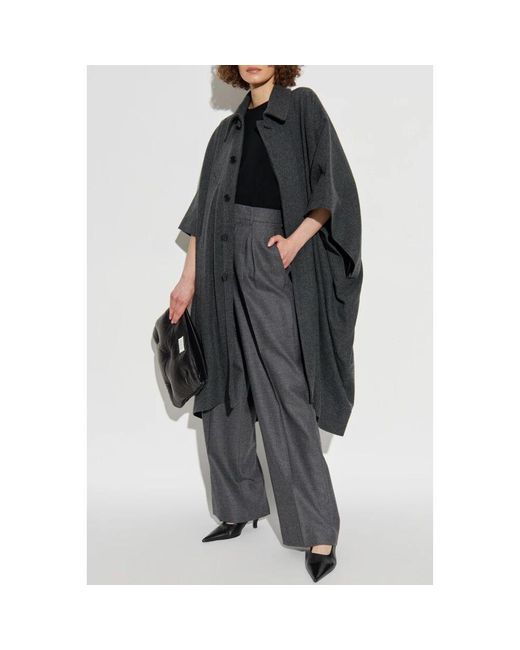 MM6 by Maison Martin Margiela Black Mantel Mit Wollbesatz