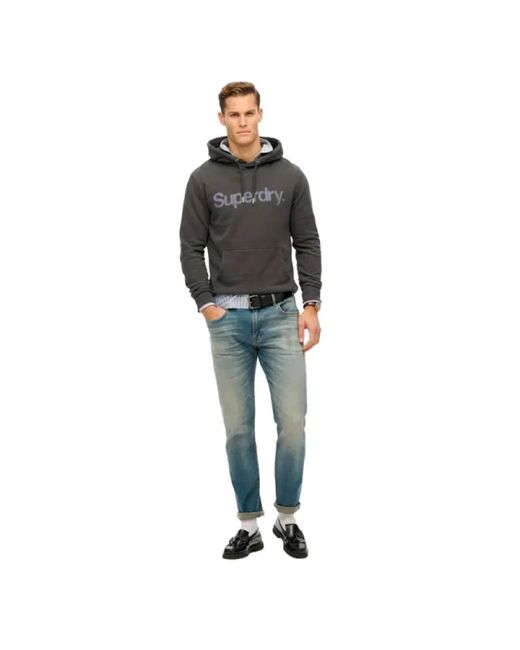 Superdry Hoodies & Sweatvesten ,Zwart ,Stad Sweat Core Logo Trendy Herenmode in het Gray voor heren