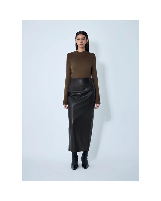 Khaite Black Leather Skirts