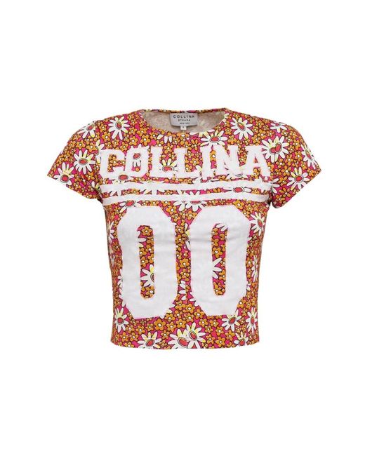 Collina Strada Tops ,Roze ,Katoen Bloemenprint Crew Neck T-Shirt in het Pink