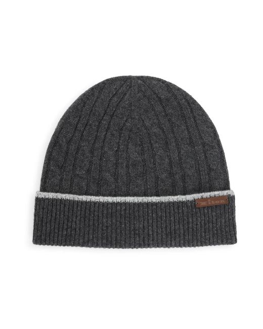 Kiton Black Cable-Knit Mütze