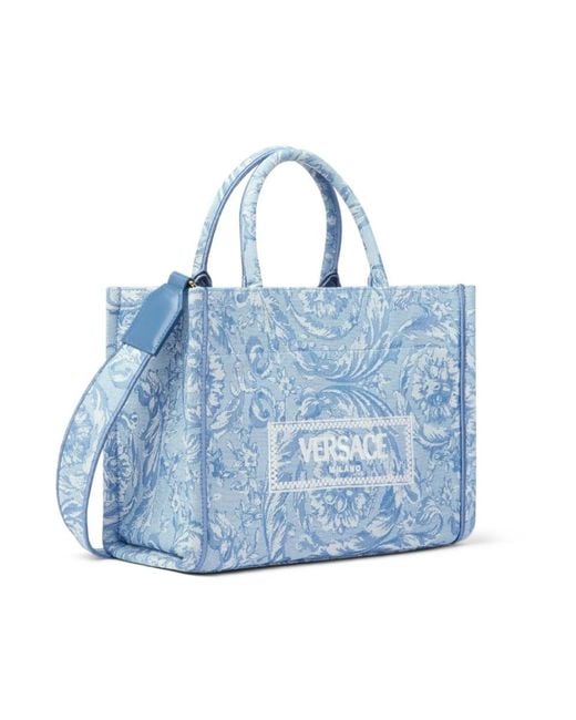 Versace Blue Tote Bags