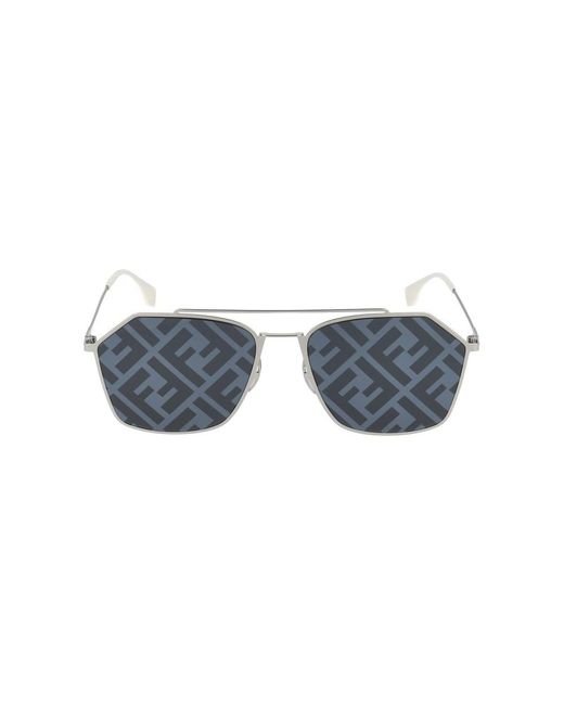 Fendi Gray Eyeline FF Print Sunglasses