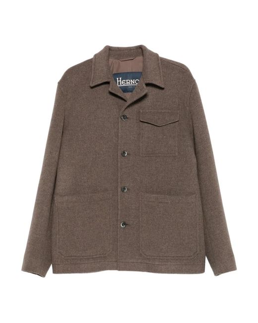 Herno Gerecyclede Wollen Field Jacket in het Brown voor heren