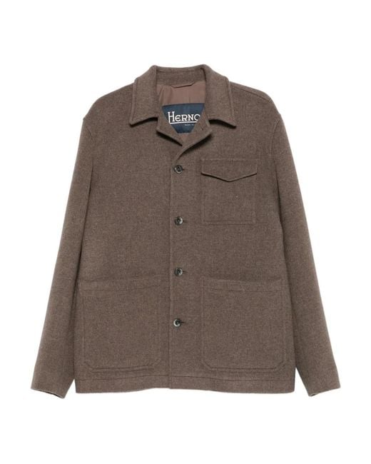 Herno Gerecyclede Wollen Field Jacket in het Brown voor heren