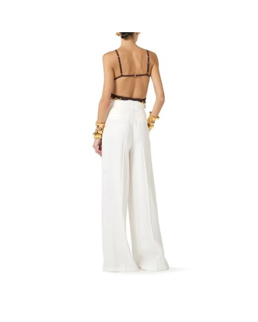 Elisabetta Franchi White Wide Trousers