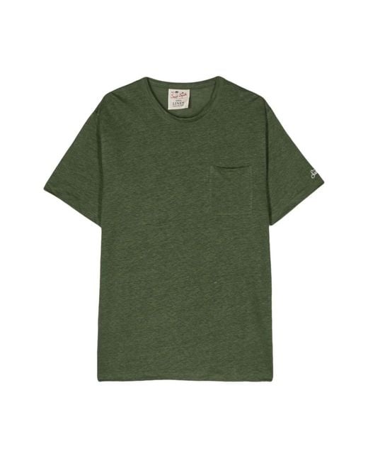 Magliette in lino militare con tasca di Mc2 Saint Barth in Green da Uomo