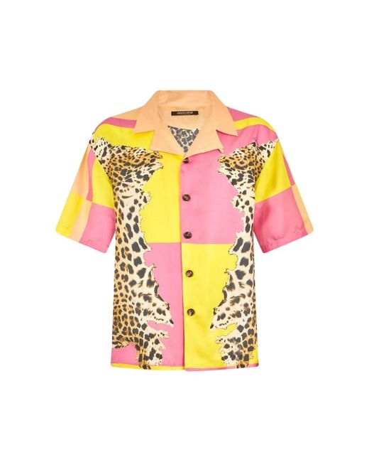 Roberto Cavalli Pink Short Sleeve Shirts for men