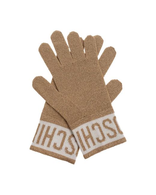 Moschino Accessoires ,Handschoenen Met Lurex Draad in het Brown