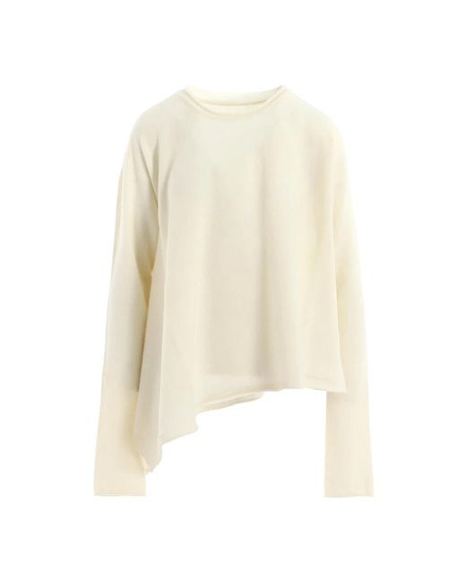 Yohji Yamamoto White Round-Neck Knitwear