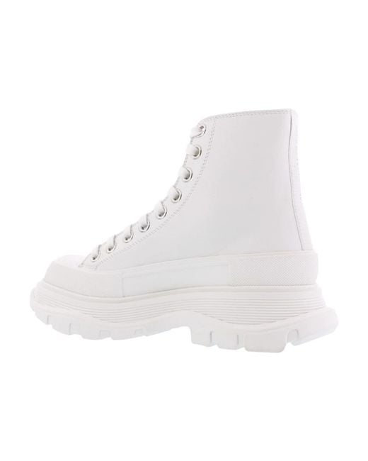 McQueen White Lace-Up Boots