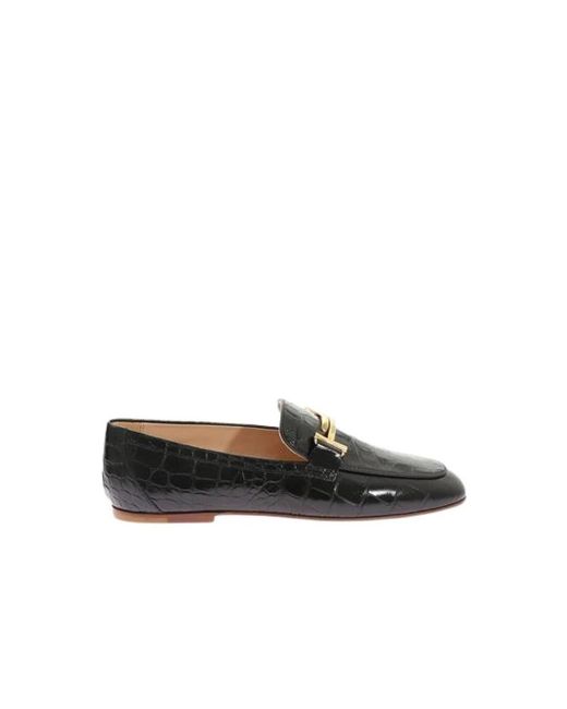Tod's Black Schwarze coco print loafers