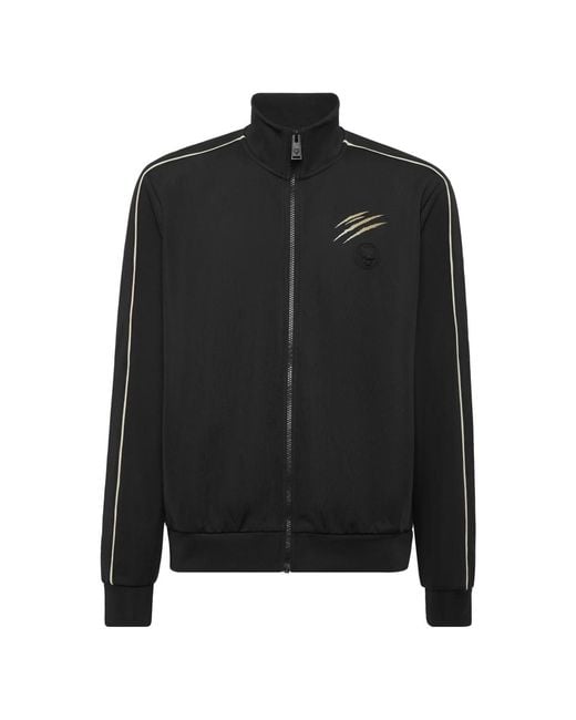 Philipp Plein Fitness ,Zwart ,Polyester Tracksuit Zip Jacket in het Black voor heren