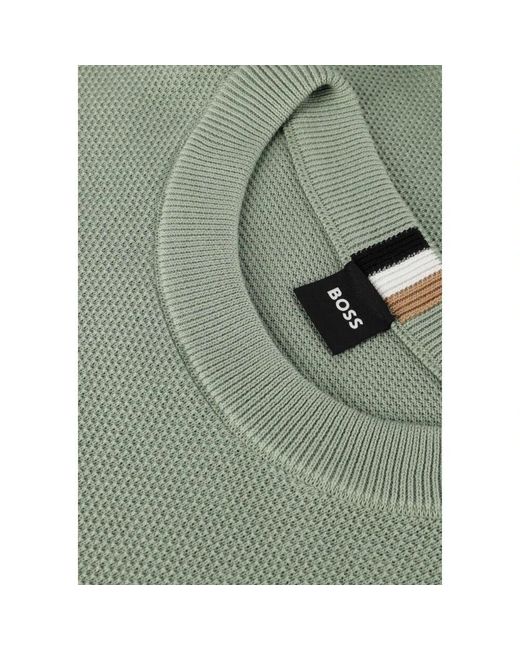 Boss Grüner Baumwollpullover Ecaio-P in Green für Herren