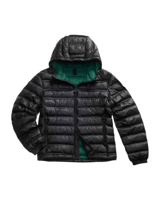 Blauer Jassen ,Zwart ,Gewatteerd Herenjack Met Capuchon in het Green voor heren