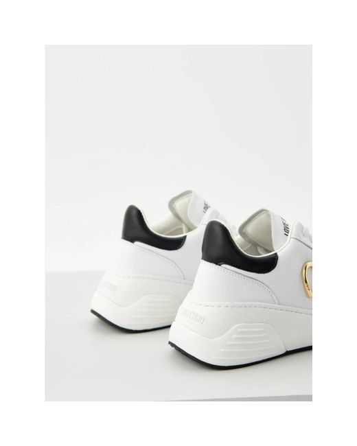 Love Moschino White Weiße sneakers mit herzdetails