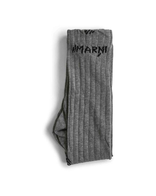 Marni Ondergoed ,Grijs ,Katoen Contrasterend Logo Mid-Calf Ondergoed Grijs in het Gray