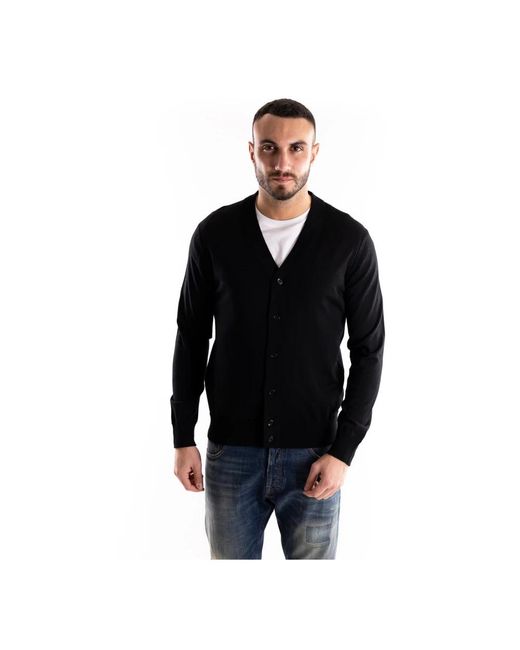 Paolo Pecora Truien & Vesten ,Blauw ,Wol Virgin Wool Cardigan in het Black voor heren