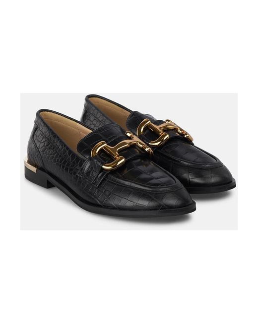 Alma En Pena. Metallic Stijgbeugel Mocassin in het Black