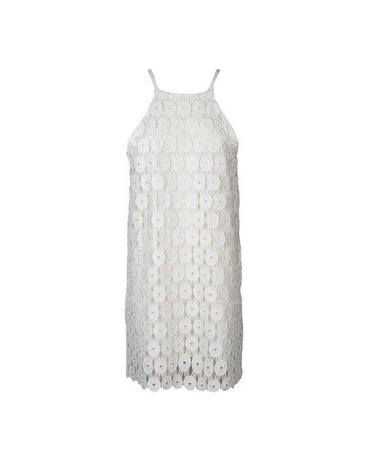 Vestido de tubo de algodón macramè con forro Erika Cavallini Semi Couture de color White