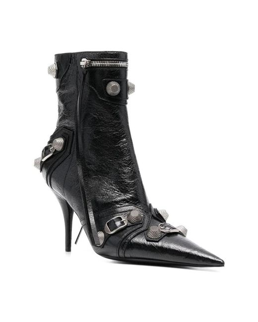 Balenciaga Cagole H90 Ankle Boots Leather Black