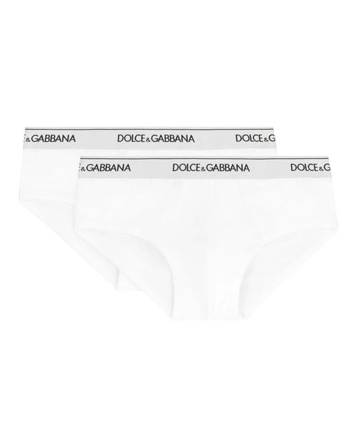 Dolce & Gabbana Set Aus Zwei Baumwoll-Slips Mit Logo-Elastikband in White für Herren
